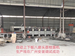 自動上下板八磨頭荔枝面機生產(chǎn)線在廣州安裝調(diào)試成功